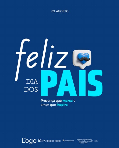 FELIZ DIA DOS PAIS 09 DE AGOSTO SOCIAL MEDIA PSD EDITÁVEL 5