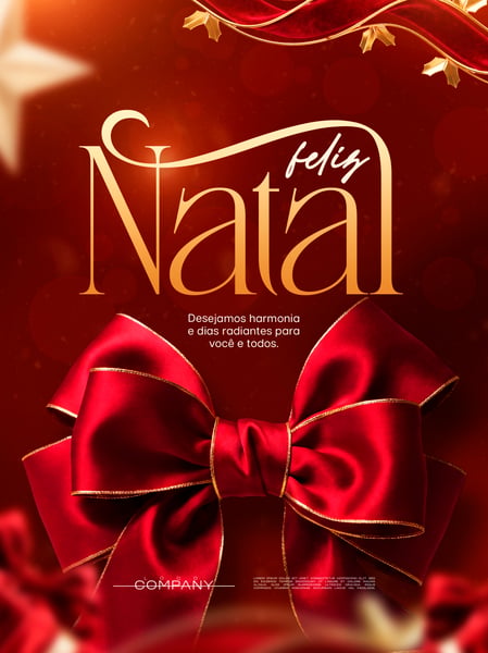 FELIZ NATAL LAÇO VERMELHO BRILHANTE SOCIAL MEDIA FLYER PSD EDITÁVEL