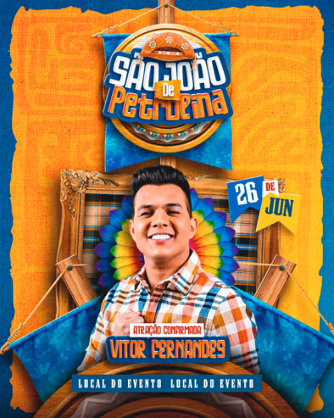 FLYER EVENTO, SÃO JOÃO, FESTIVAL JUNINO, PISEIRO E FORRÓ, FEED E STORY