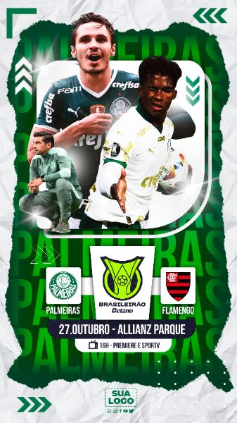 FLYER ESPORTIVO BRASILEIRÃO DIA DE JOGO PALMEIRAS STORIES