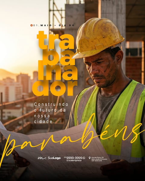 FELIZ DIA DO TRABALHADOR 01 DE MAIO PROFISSÕES SOCIAL MEDIA PSD EDITÁVEL 1