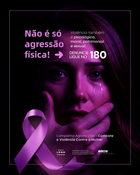 AGOSTO LILÁS CAMPANHA DE CONSCIENTIZAÇÃO AO COMBATE A VIOLÊNCIA CONTRA A MULHER SOCIAL MEDIA PSD EDITÁVEL 8