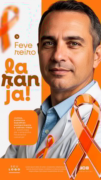 FEVEREIRO LARANJA CAMPANHA NACIONAL DE CONSCIENTIZAÇÃO SOBRE A LEUCEMIA E DOAÇÃO DE MEDULA ÓSSEA STORY SOCIAL MEDIA PSD EDITÁVEL 3