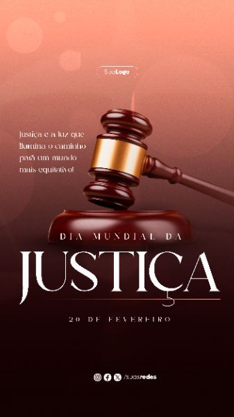 DIA MUNDIAL DA JUSTIÇA 20 DE FEVEREIRO SOCIAL MEDIA POST STORY