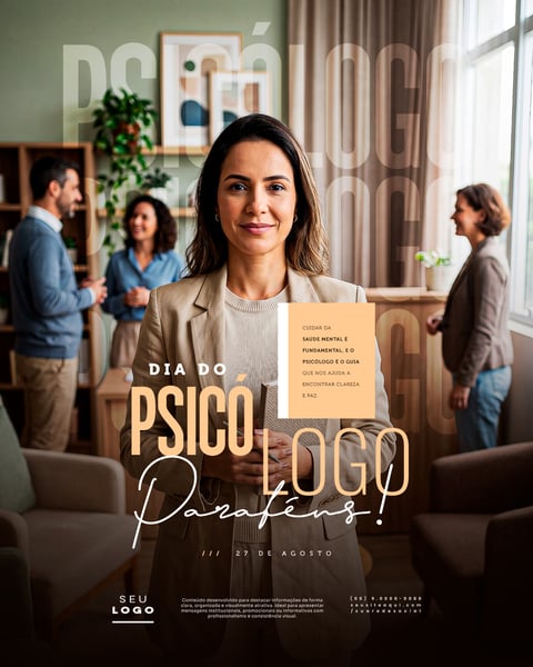 DIA DO PSICÓLOGO 27 DE AGOSTO SOCIAL MEDIA PSD EDITÁVEL