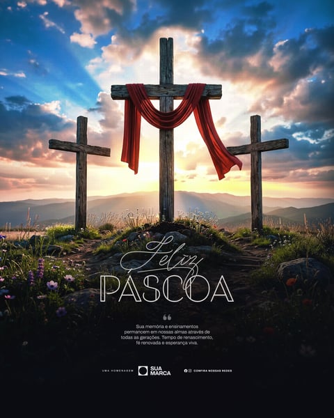 Feliz Páscoa Cristã Final Semana Santa Social Media PSD Editável