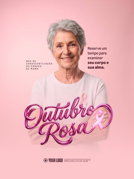 OUTUBRO ROSA PREVENÇÃO CÂNCER DE MAMA SOCIAL MEDIA FLYER PSD EDITÁVEL