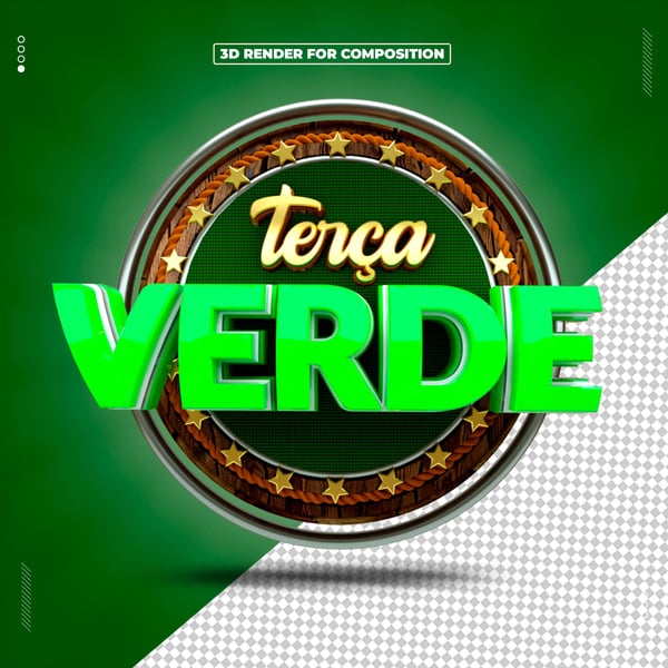 SELO 3D TERÇA VERDE PARA COMPOSIÇÃO