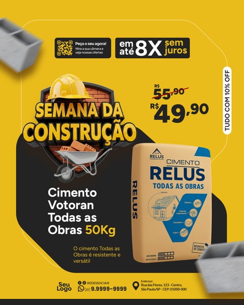 Loja Material de Construção Social Media PSD Editável