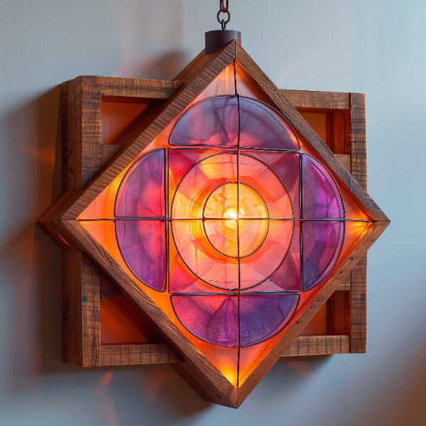 ELEMENTO DE MADEIRA COM LUZES EM 3D | IMAGEM