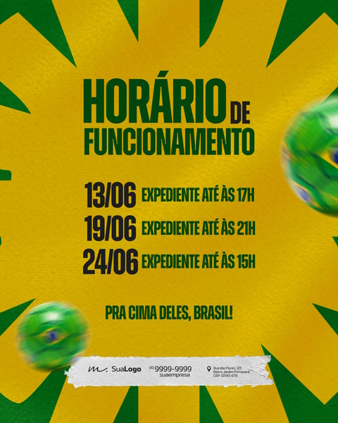 CALENDÁRIO DE HORÁRIOS JOGOS DO BRASIL COPA PSD EDITÁVEL