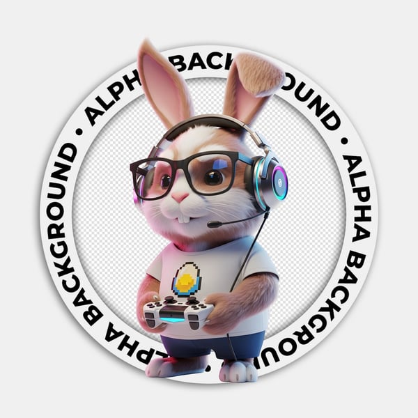 COELHINHO DA PÁSCOA GAMER COM HEADPHONE E ÓCULOS 03