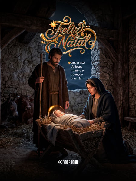 NATAL SAGRADA FAMÍLIA PRESÉPIO SOCIAL MEDIA FLYER PSD EDITÁVEL