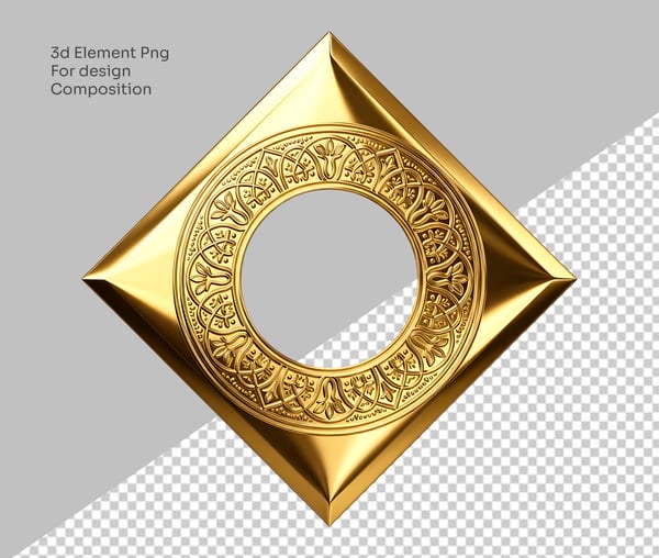 LOSANGO DOURADO ELEGANTE ELEMENTO 3D PARA COMPOSIÇÃO DESIGN DE ANO NOVO