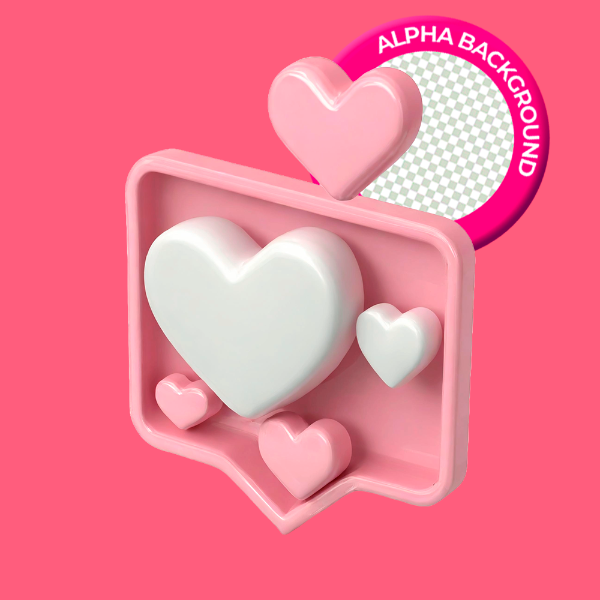 EMOJI DE CURTIDA 3D ROSA COM CORAÇÃO BRANCO ELEMENTO PNG TRANSPARENTE SEM FUNDO.ZIP