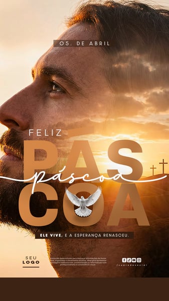 FELIZ PÁSCOA 05 DE ABRIL STORY SOCIAL MEDIA PSD EDITÁVEL