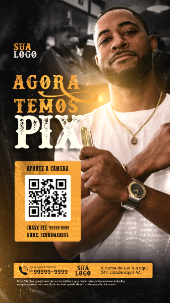 STORIES BARBEARIA SOCIAL MEDIA POST - AGORA ACEITAMOS PIX COMO FORMA DE PAGAMENTO