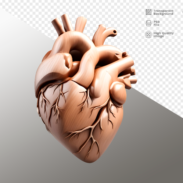 CORAÇÃO DE MADEIRA  ELEMENTO 3D PARA COMPOSIÇÃO - HEART