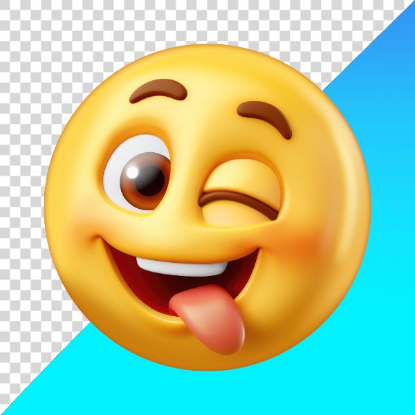 EMOJI DE CARINHA COM OLHO PISCANDO E LINGUA PARA FORA PNG