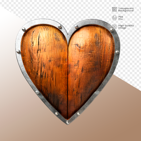 CORAÇÃO FERRO E MADEIRA  ELEMENTO 3D PARA COMPOSIÇÃO - HEART