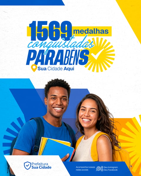 SOCIAL MEDIA CONQUISTA DE MEDALHAS REDE MUNICIPAL DE EDUCAÇÃO