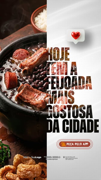 HOJE TEM A MELHOR FEIJOADA DA CIDADE SOCIAL MEDIA PSD EDITÁVEL STORY