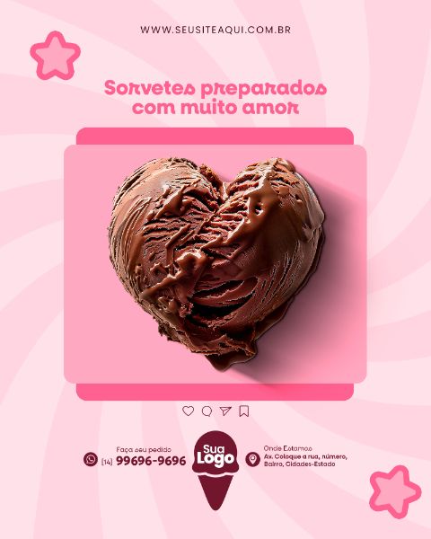 FEED VERTICAL - SORVETERIA - SORVETE | SOCIAL MEDIA | PSD EDITÁVEL