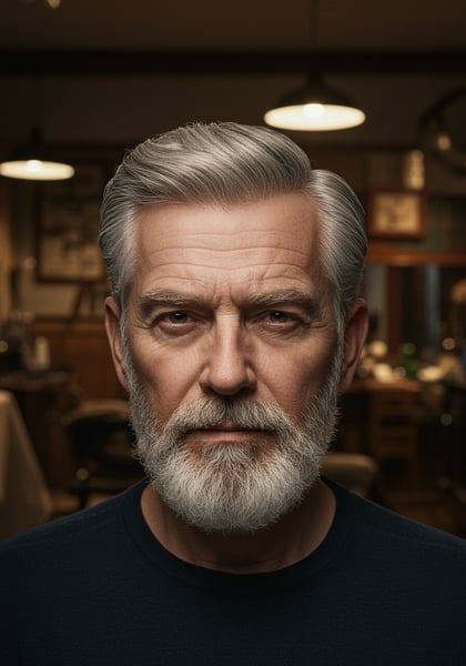 VISTA FRONTAL CABELO GRISALHO BARBEARIA