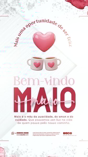 BEM VINDO MAIO SAUDAÇÃO MÊS SOCIAL MEDIA POST EDITÁVEL STORY