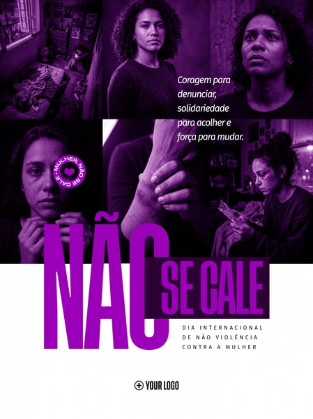 DIA NÃO VIOLÊNCIA CONTRA A MULHER SOCIAL MEDIA FLYER PSD EDITÁVEL