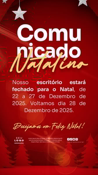 COMUNICADO DE NATAL AVISO ANÚNCIO RECESSO FERIADO STORY SOCIAL MEDIA PSD EDITÁVEL 9