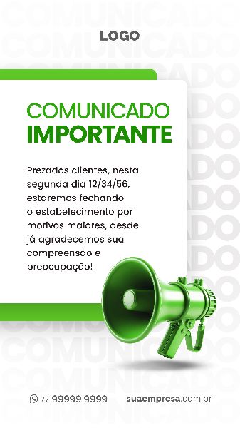 SOCIAL MEDIA PARA AVISOS E COMUNICADOS - VERDE