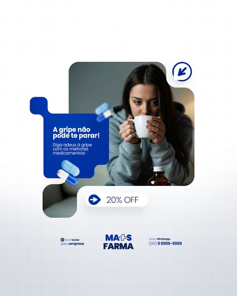 FARMÁCIA REMÉDIOS CÁPSULA FORMULAS MEDICAMNETOS PROMOÇÃO SOCIAL MEDIA PSD EDITÁVEL