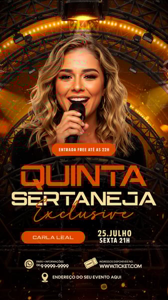 FLYER PARA EVENTO SHOW ARTISTA SERTANEJO PSD EDITÁVEL STORY 13