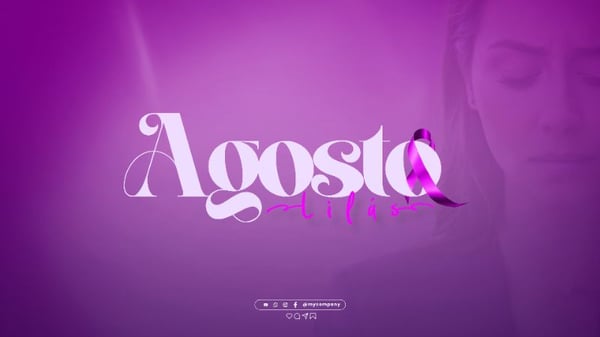 AGOSTO LILÁS CAMPANHA MÊS DA CONSCIENTIZAÇÃO PELO FIM DA VIOLÊNCIA CONTRA A MULHER SOCIAL MEDIA FLYER PSD EDITÁVEL