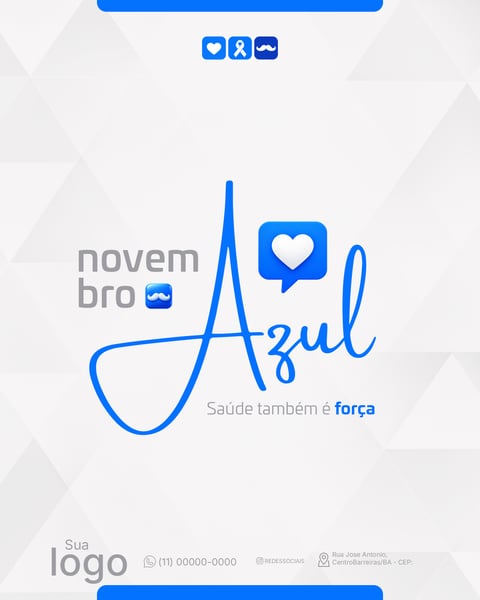 NOVEMBRO AZUL MÊS DE COMBATE AO CÂNCER DE PRÓSTATA SOCIAL MEDIA PSD EDITÁVEL 7