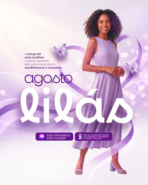 AGOSTO LILÁS MÊS DE CONSCIENTIZAÇÃO NO COMBATE À VIOLÊNCIA CONTRA A MULHER SOCIAL MEDIA PSD EDITÁVEL - ARTBOARD 4