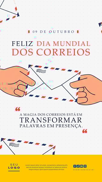 DIA MUNDIAL DOS CORREIOS 09 DE OUTUBRO STORY SOCIAL MEDIA PSD EDITÁVEL 2