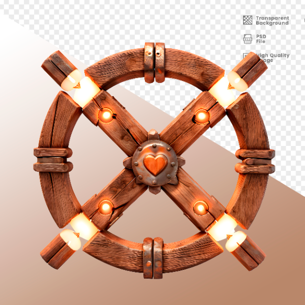 CÍRCULO DE MADEIRA COM LUZ - ELEMENTO 3D PARA COMPOSIÇÃO - WOOD
