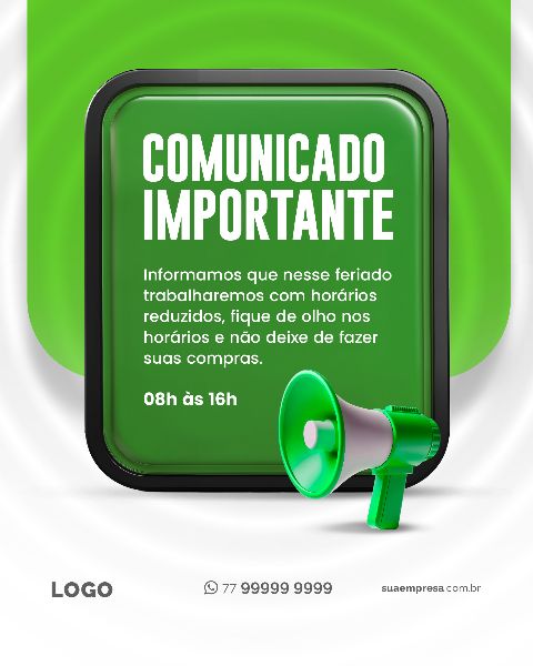 SOCIAL MEDIA PARA AVISOS E COMUNICADOS - VERDE