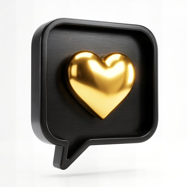 ELEMENTO 3D ÍCONE COM CORAÇÃO DOURADO 14