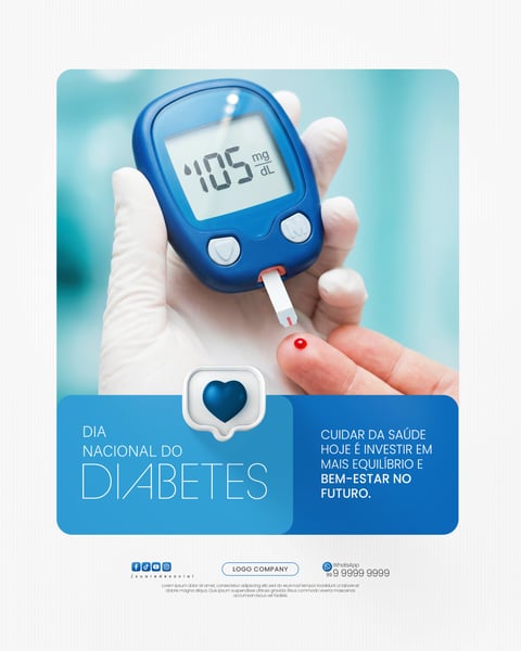 DIA NACIONAL DO DIABETES CONSCIENTIZAÇÃO SAÚDE SOCIAL MEDIA PSD EDITÁVEL 3