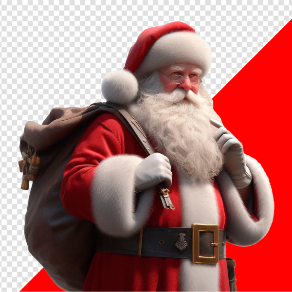 IMAGEM DE PAPAI NOEL SEGURANDO SACOS DE PRESENTES SEM FUNDO