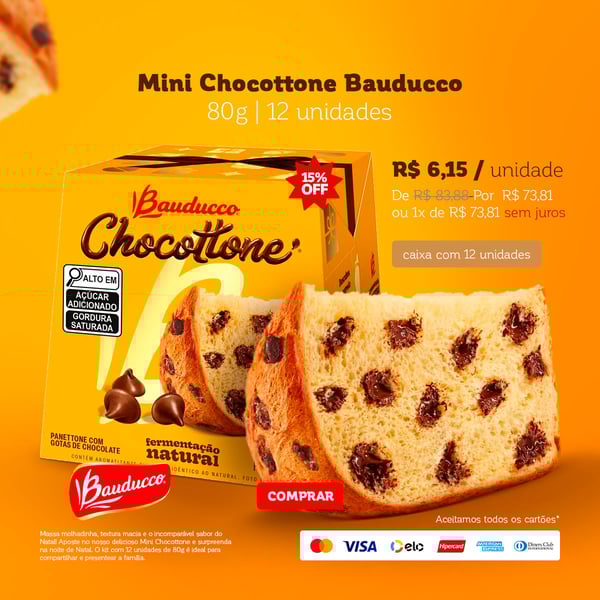 OCZ SOCIAL MEDIA FELIZ NATAL FEED MINI CHOCOTTONE BAUDUCO 80G