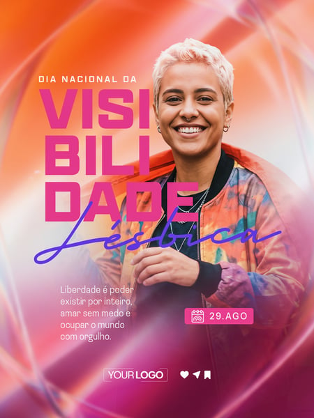 DIA NACIONAL DA VISIBILIDADE LÉSBICA 29 DE AGOSTO SOCIAL MEDIA PSD EDITÁVEL 02