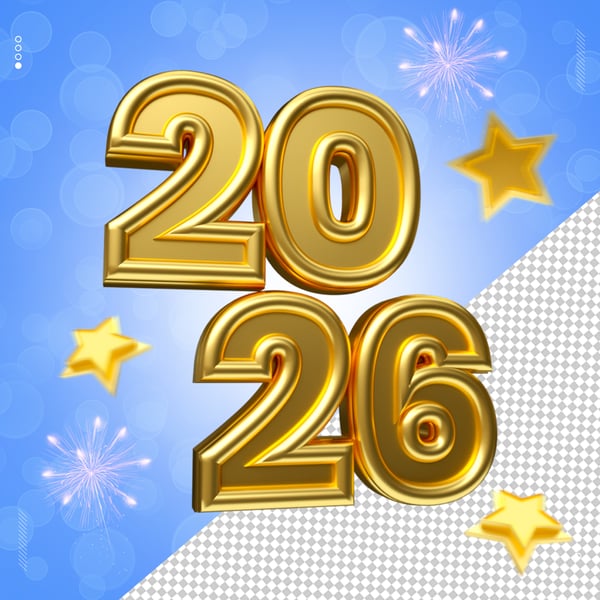 SELO 3D REVEILLON 2026 ANO NOVO PARA COMPOSIÇÃO