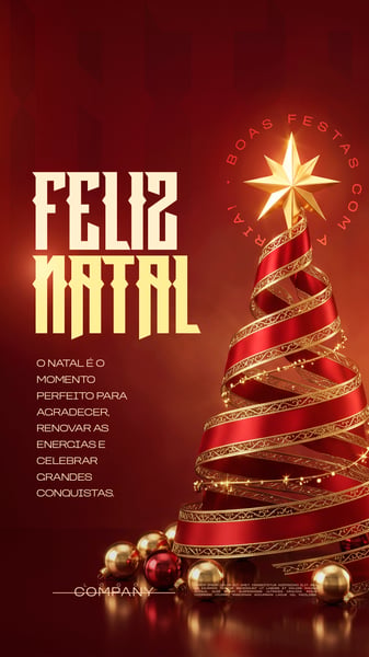 Feliz Natal Árvore Vermelha Social Media Flyer PSD Editável story