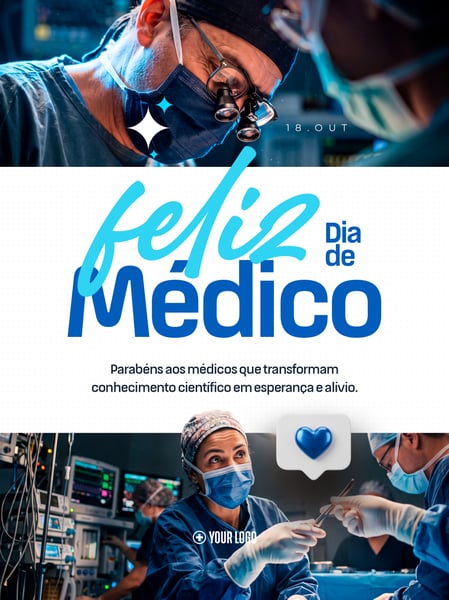 DIA DO MÉDICO SAÚDE MEDICINA HOSPITAL SOCIAL MEDIA FLYER PSD EDITÁVEL