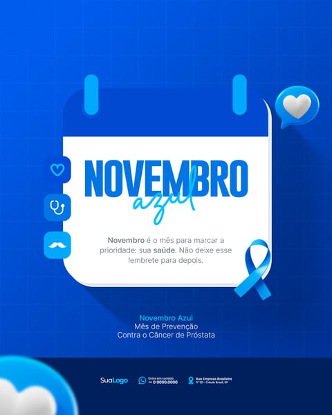 Novembro Azul Mês de Combate ao Câncer de Próstata Social Media PSD Editável