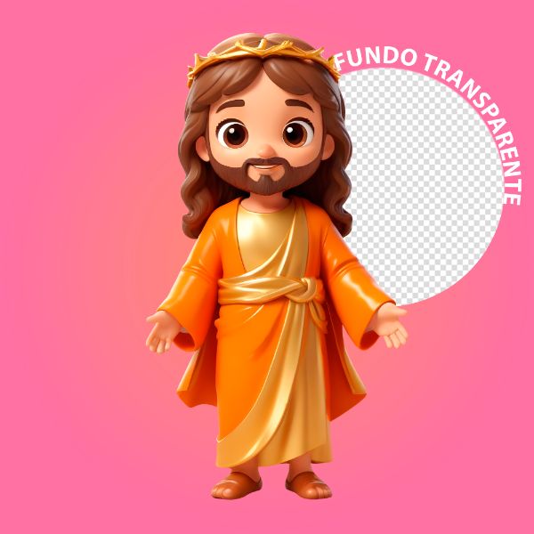 PERSONAGEM 3D DE JESUS CRISTO COM FUNDO TRANSPARENTE